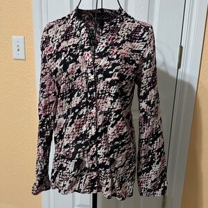 Women's Black and Pink Patterned Top